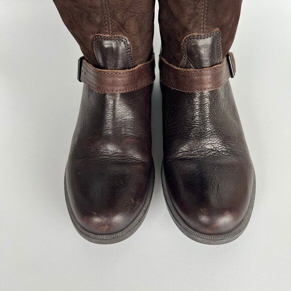 Camper Leather Suede Moto Western Winter Tall Boots Boho Slouchy Relaxed Field - Picture 3 of 10